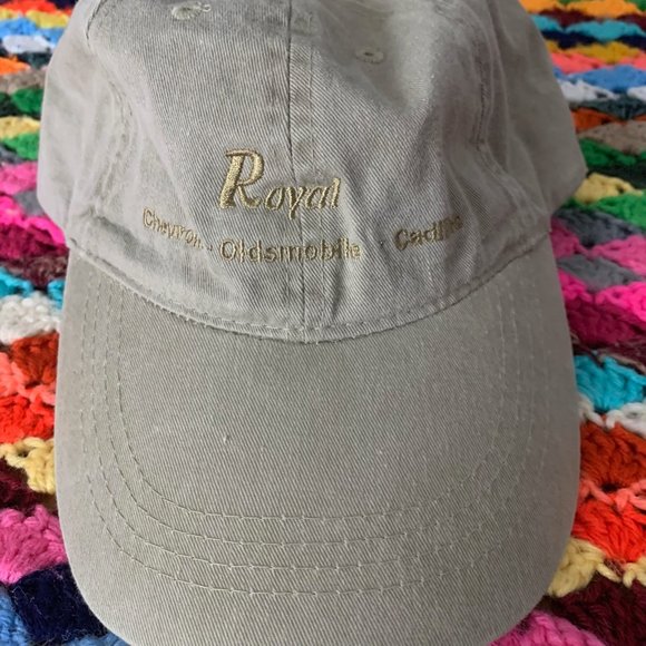 Vintage 90s Monochrome Khaki Royal Car Dealership Strapback Dad Hat Chev… - Picture 6 of 11